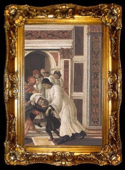 framed  Sandro Botticelli Stories of St Zanobius Last Miracle:dead child revived by the Deacons Eugenius and Crescentius, ta009-2